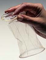 Picture of a female condom made of polyurethane