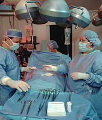 Picture of the operating room during surgery