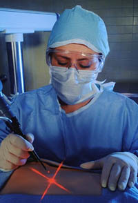 Picture of a surgeon preparing to perform laser surgery