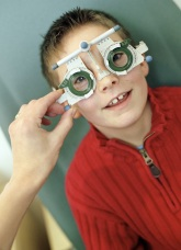 Child having eye test