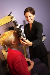 Child having eye exam