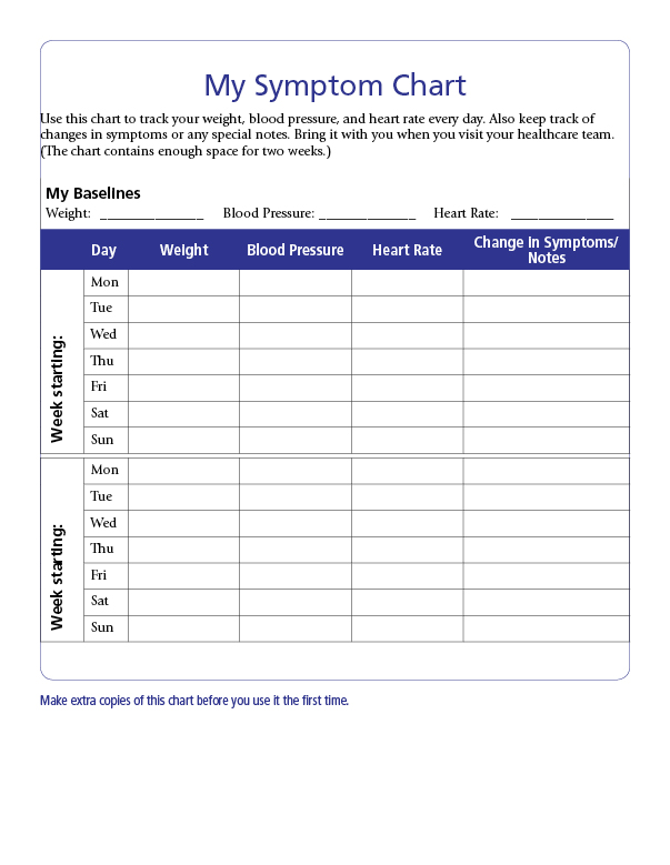 Heart Failure Printable Daily Weight Log Chf Printable Word Searches