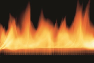 Flames in fireplace