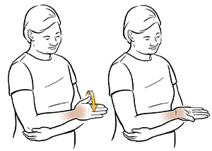 Woman doing supination exercise.
