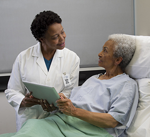 Doctor talking with a senior patient.