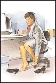 Woman rubbing her toes.