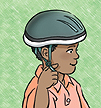 With the helmet level, tighten the strap until one finger fits under it. 