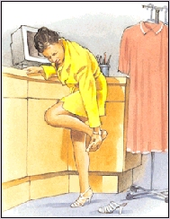 Woman rubbing the ball of her foot.