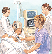 image of patient undergoing stress echocardiography