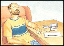 Man resting before taking his blood pressure.