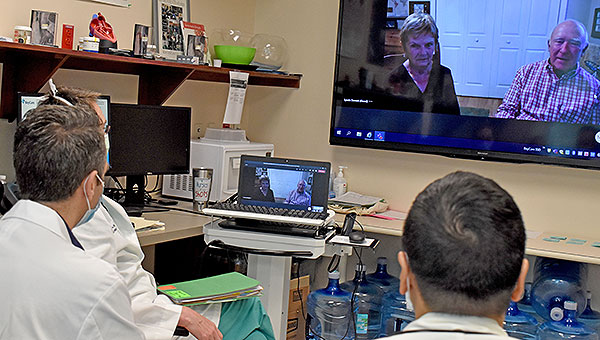 The Structural Heart team at BayCare’s Morton Plant Hospital used technology to conduct a virtual follow-up visit with a cardiac patient and his wife.