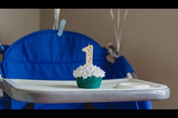 Baby boy's first birthday party smash cupcake blue theme