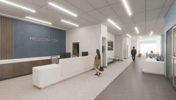 Rendering of the BayCare Hospital Manatee Emergency Department Corridor