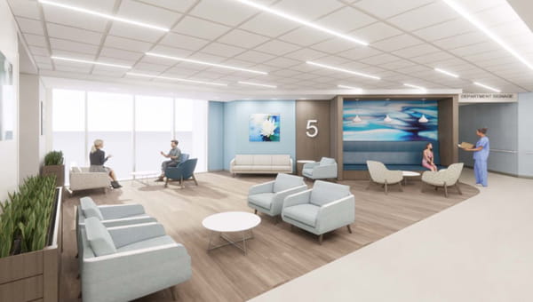 Rendering of the BayCare Hospital Manatee Family Waiting Area