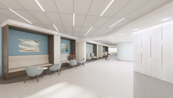 Rendering of the Lobby and Dining Area at BayCare Hospital Manatee