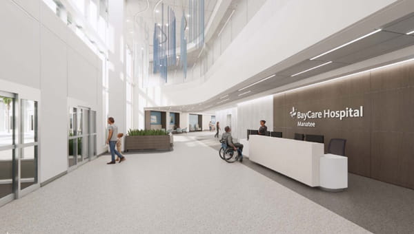 Rendering of the Lobby at BayCare Hospital Manatee