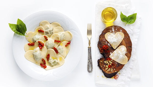 plate of heart shaped food