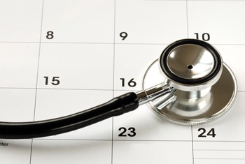 stethoscope on a calendar 