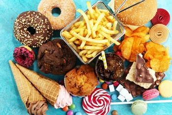 variety of sugary and fattening foods