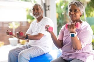 African-American couple exercising together