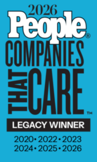 People Companies That Care Legacy Winner Award 2026 on cyan background
