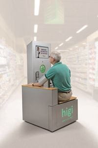 A man doing a self-test at a HealthHub screening station