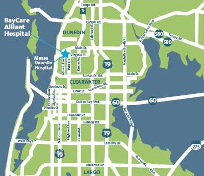 BayCare Alliant Hospital locator map