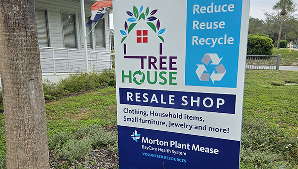Image of the signage outside of the Mease Dunedin Hospital Tree House Resale Shop