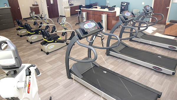a row of treadmills in at morton plant north bay hospital