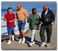 Two couples on an exercise walk