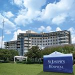 Exterior sign outside St. Joseph's Hospital building