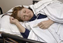Woman sleeping during a medical sleep test