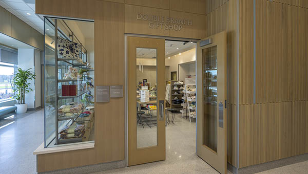 BayCare Hospital Wesley Chapel gift shop open wooden doors with glass windows