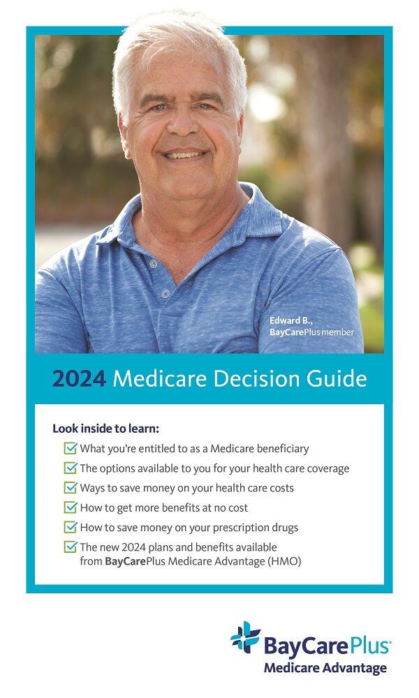 2024 medicare decision guide cover with photo of older man smiling