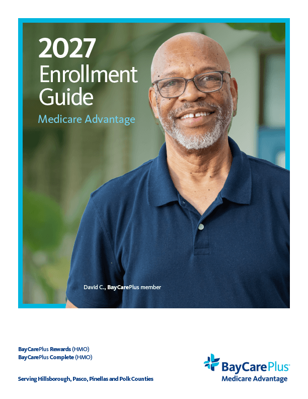 2027 Enrollment Guide Cover with David C., a BayCarePlus Member