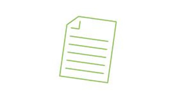 green outline of a piece of paper with writing