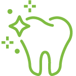 An icon of an outline of a tooth
