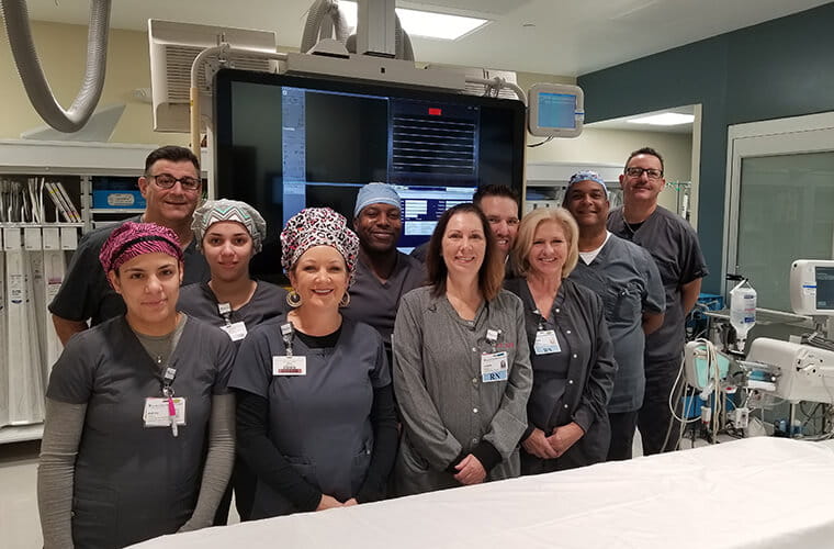 Medical staff wearing scrubs