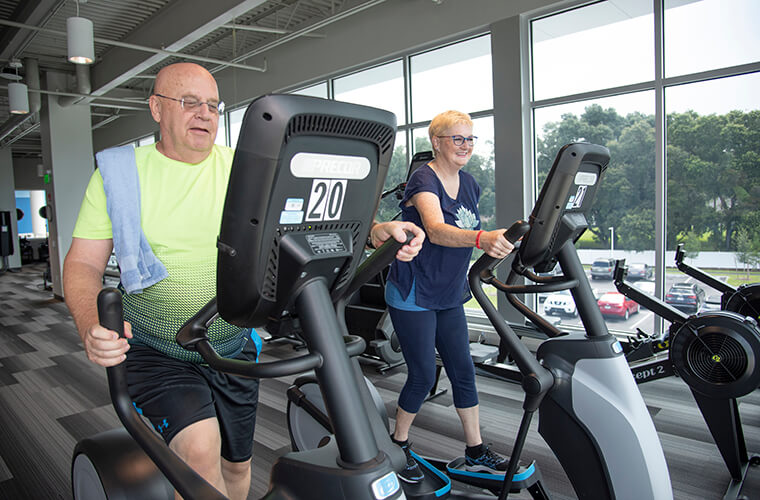 Seniors on treadmills at the Bloomingdale HealthHub