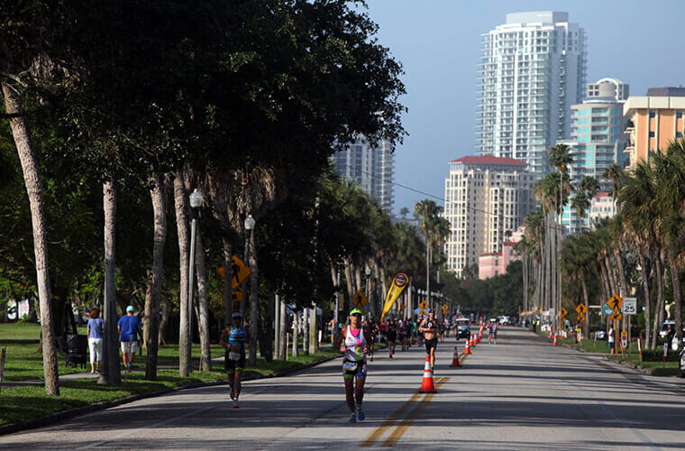 St Anthony's Triathlon Runners Cityscape 