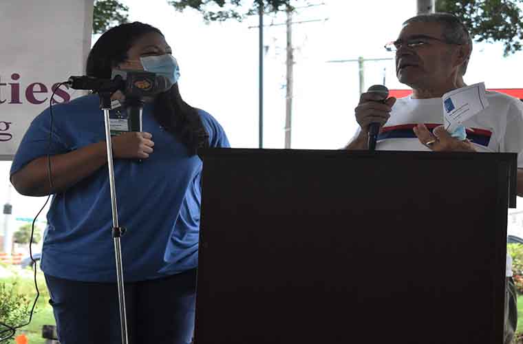 Riverview's Jose Posada, a La Esperanza patient, speaks at the opening ceremony.