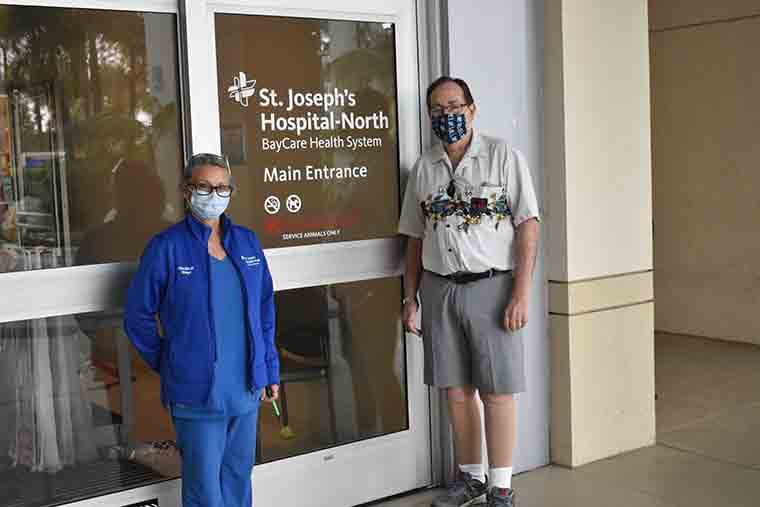 Nurse manager Ellen Normandin and Robert Sakoff