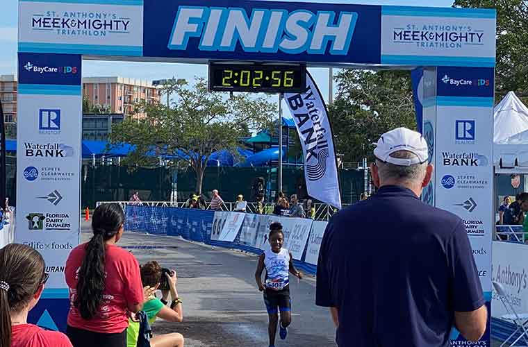 Samiya at the finish line