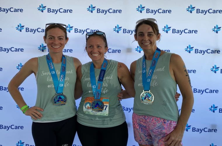 St. Joseph's Hospital nurses Jaime Lillo, Tina Geiger and Jayce Elliott