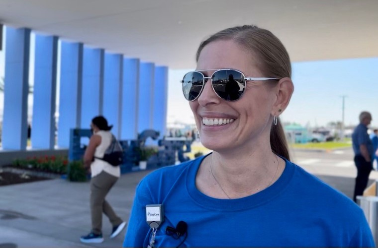 BayCare Hospital Wesley Chapel Hospital President, Becky Schulkowski, smiling while wearing blue shirt.