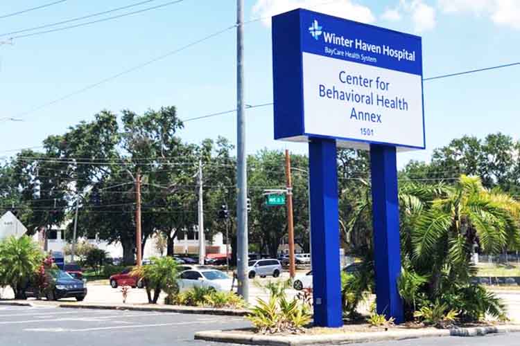 Exterior sign of the Annex, an expansion of Winter Haven Hospital's Center for Behavioral Health.