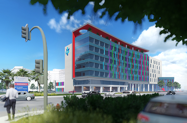 An artistic, conceptual rendering provides a colorful view of what the new St. Joseph's Children's Hospital could look like.