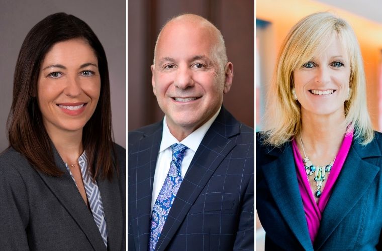 A headshot photo collage of three executives smiling. Nikki Daily is pictured on the left, Lou Galdieri is pictured in the center and Kimberly Guy is pictured on the right.