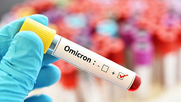 test tube with omicron on the label