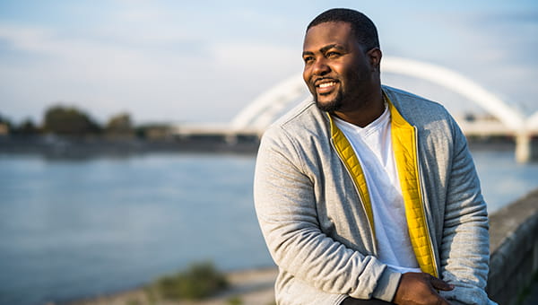 A patient contently admiring the coast